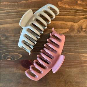 Matte Pink and Cream Hair Claw Clips - 2 Pack